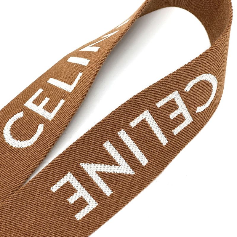Celine Shoulder Strap Logo Canvas Leather Brown — view 4