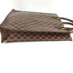 Louis Vuitton Tote Bag Sac Plat Damier Canvas Ebene Brown — view 5