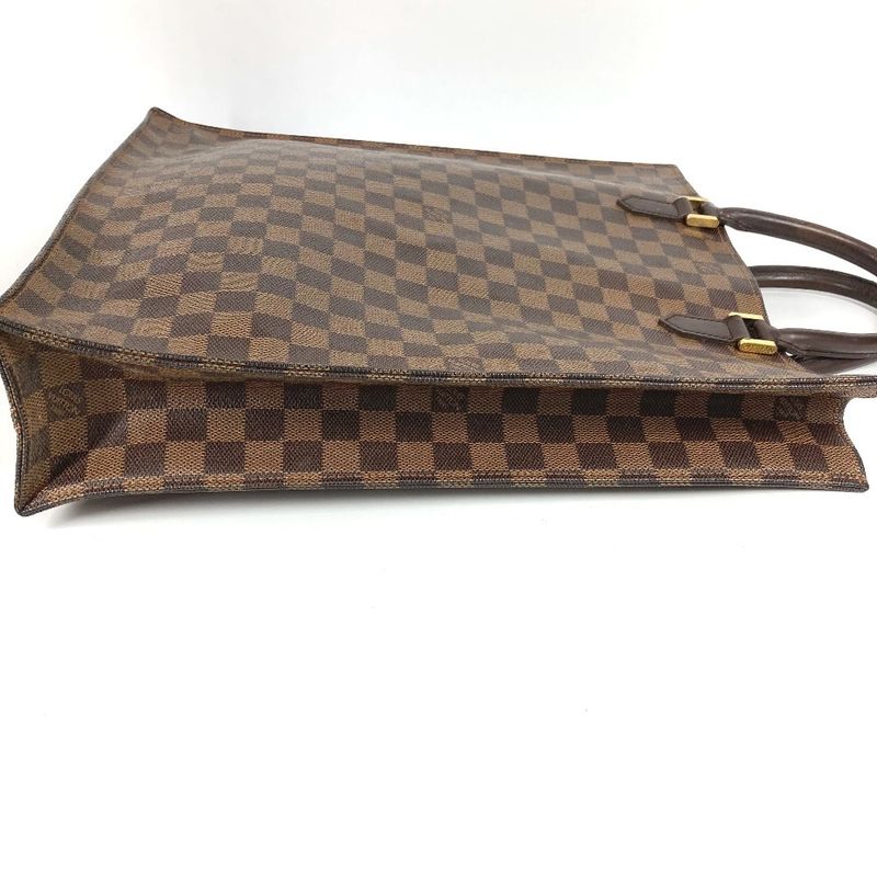 Louis Vuitton Tote Bag Sac Plat Damier Canvas Ebene Brown — view 5
