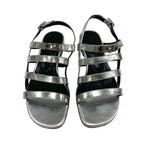 Hermes Transat Sandals Shoes Leather Silver Flat Kelly Hardware — view 2