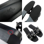 Hermes Oran Studded Sandals Size 38 Black Apparel Shoes — view 9