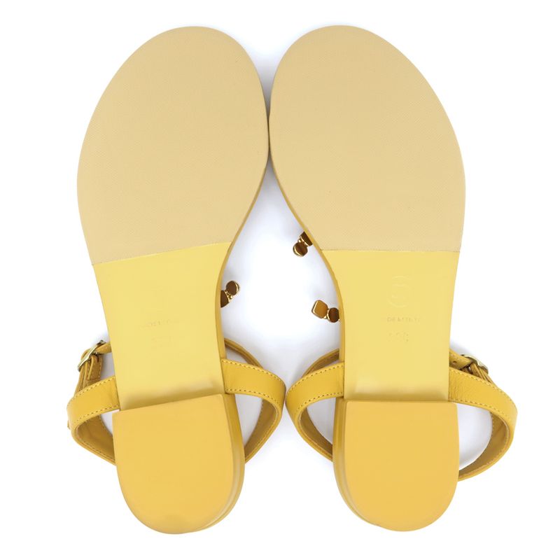 Chanel Flat Sandals Yellow 38 C Visual Coco Mark Shoes — view 7