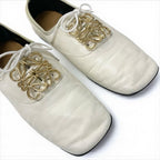 Loewe Flat Shoes Leather White Gold Anagram Soft Derby Lace Up — view 9