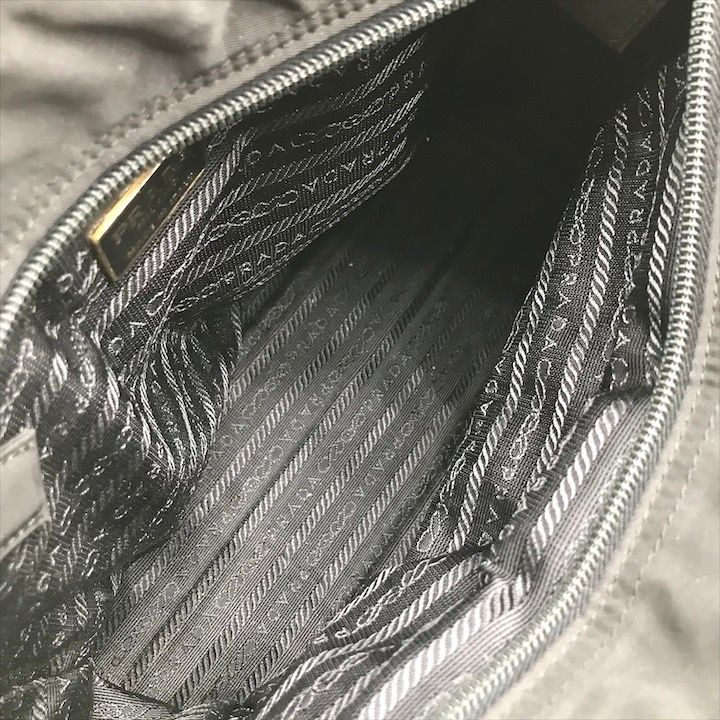 Prada Nylon Tessuto Metal Handle Hand Bag Black Bag — view 7