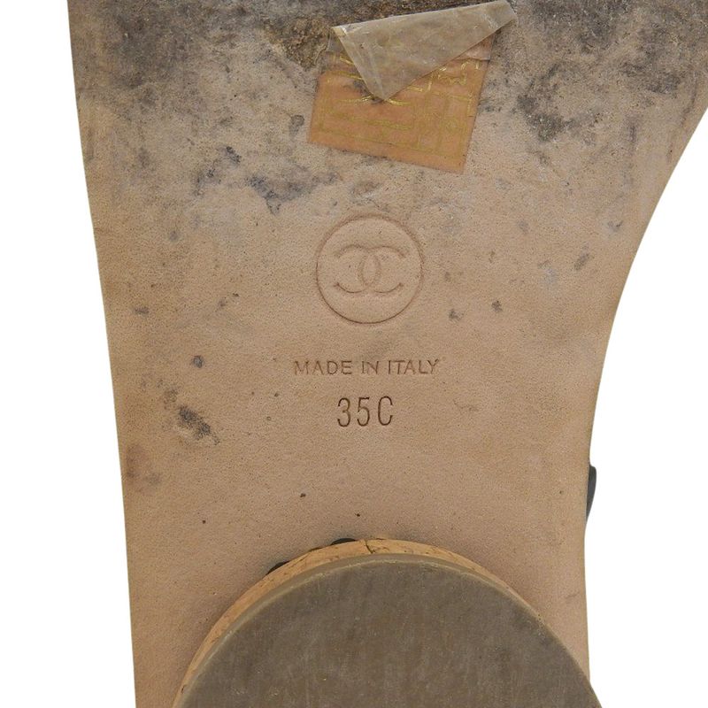 Chanel Leather Coco Mark Chain Strap Sandals 35 C — view 7