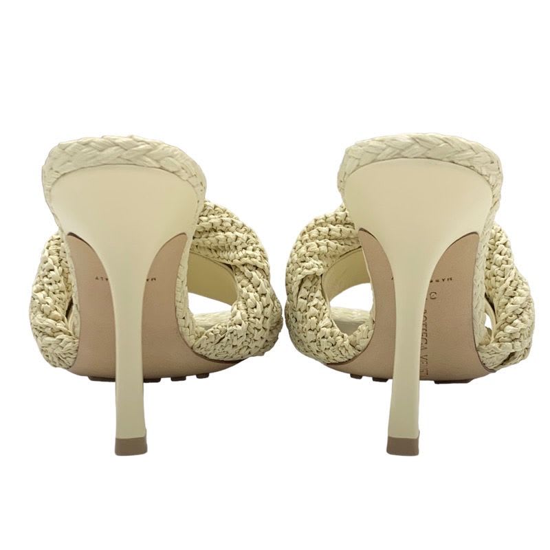 Bottega Veneta Lido Sandals Mule Shoes Intrecciato Raffia Beige — view 5