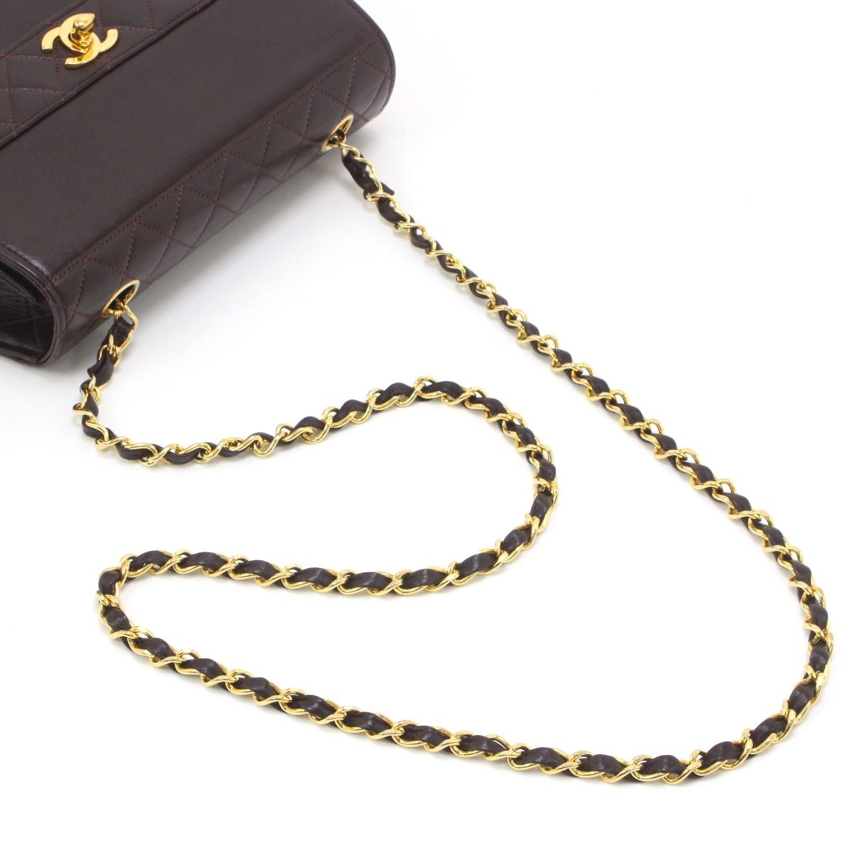 Chanel Quilted Shoulder Bag Leather Dark Brown — view 4