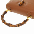 Gucci Bamboo Leather Brown Gold Hardware 000 2046 0188 2-Way Handbag 0271 — view 4