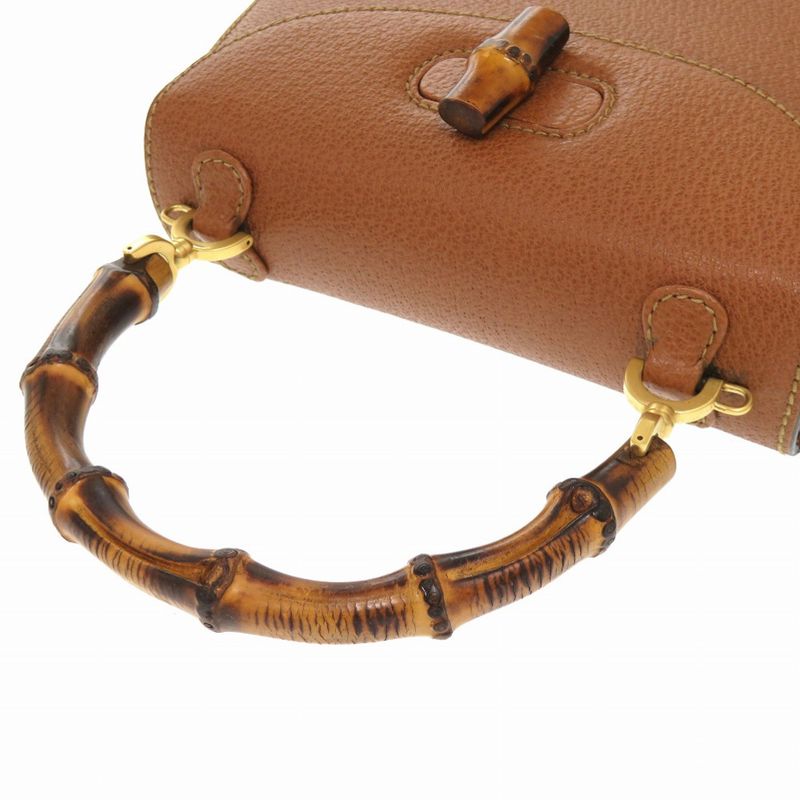 Gucci Bamboo Leather Brown Gold Hardware 000 2046 0188 2-Way Handbag 0271 — view 4