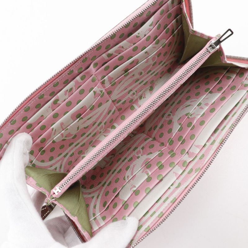 Hermes Azap Long Silk Inn Vaux Epson Rose Confetti Pink Y Wallet — view 8