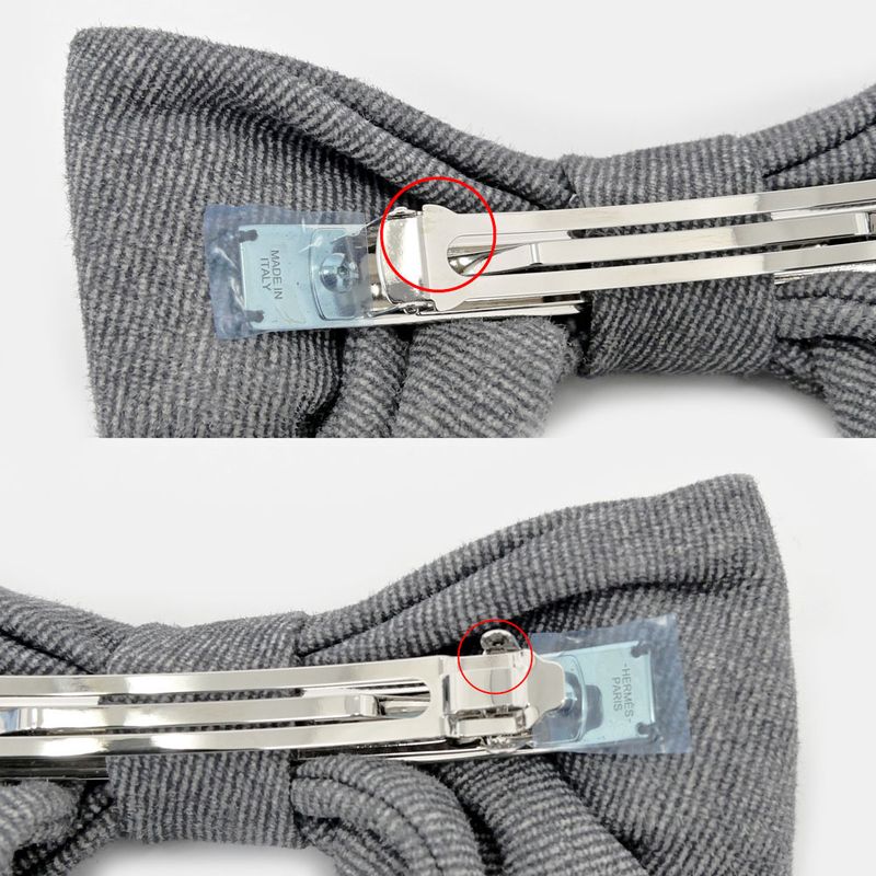 Hermes Barrette Karma Twill Noir Black Gray Silver Hardware Hair — view 7
