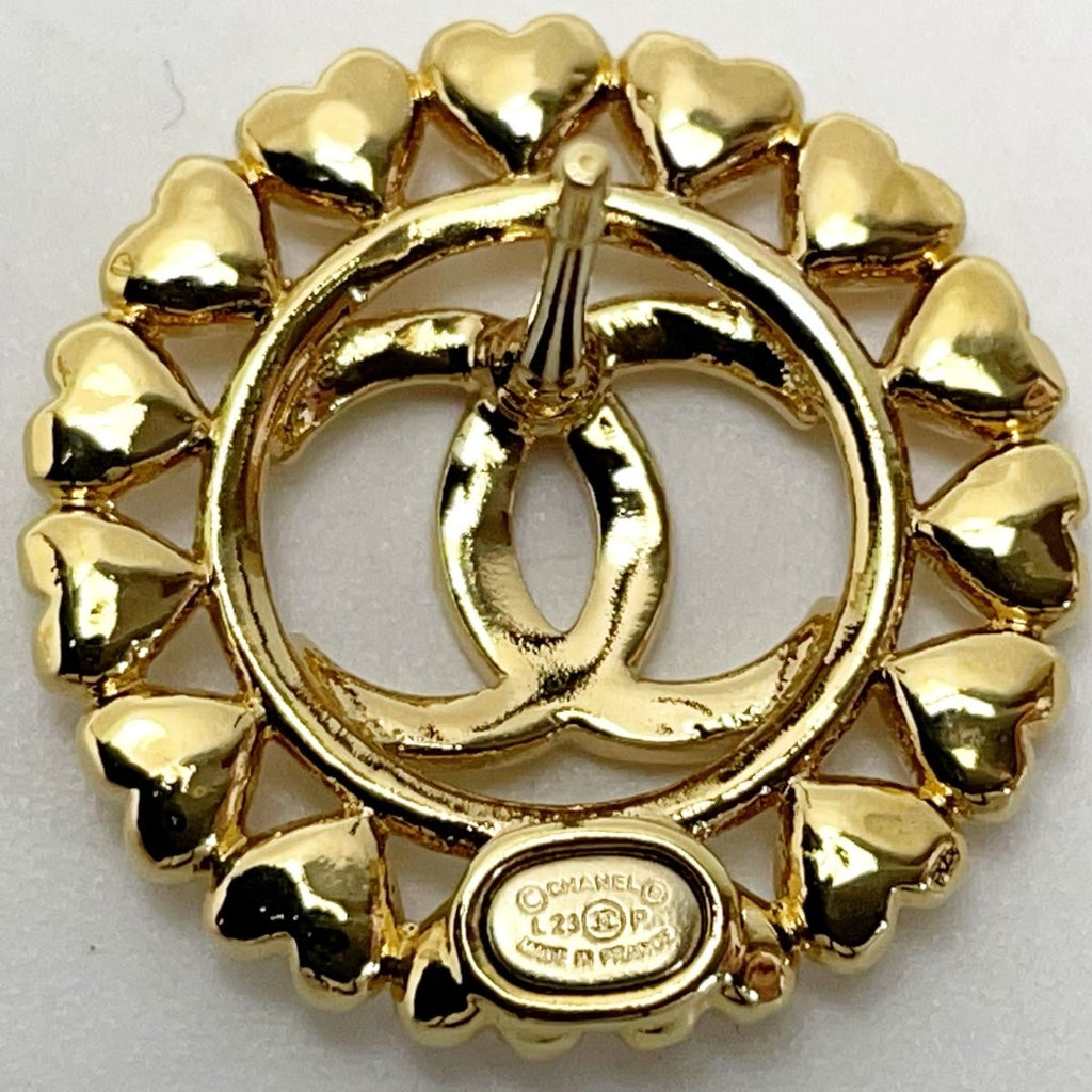Chanel Round Heart Coco Mark Aba273 Gold Earrings Accessories — view 8