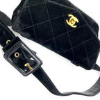 Chanel CC Logo Velour Quilted Waist Pouch Black — view 7