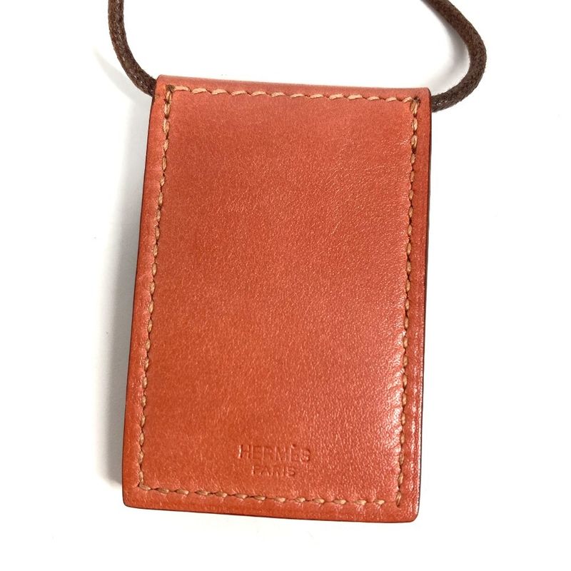 Hermes Necklace Photo Case Pendant Leather Pink — view 7