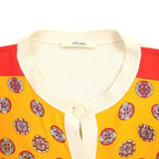 Celine Silk Scarf Knit Cardigan 25 Orange and Ivory XS — view 3