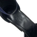 Hermes Sandals Shoes Suede Navy Black Gray Ankle Strap — view 7
