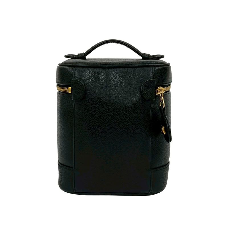 Chanel Caviar Leather Vanity Bag Mini Handbag Black 28298