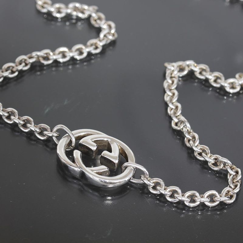 Gucci Interlocking Necklace Double G Silver 925 E1032 — view 3