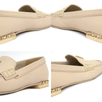 Chanel Loafers Oh875 Coco Mark Beige Gold Hardware Chain — view 6