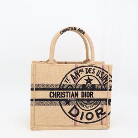 Christian Dior Book Tote Small M1265 Zruw m918 Bag Jute Canvas Beige Black — view 5