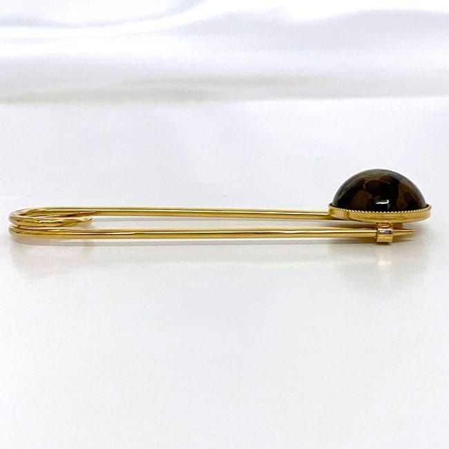 Fendi Pin Brooch Gold Beige Brown — view 5