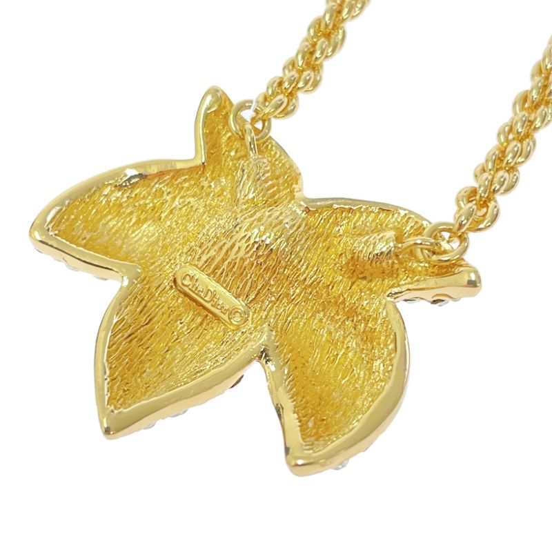 Christian Dior GP Rhinestone Flower Motif Necklace Gold — view 6