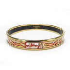 Hermes Bracelet Emile PM Metal Cloisonne Multicolor Gold Red Sailboat Engraved — view 3
