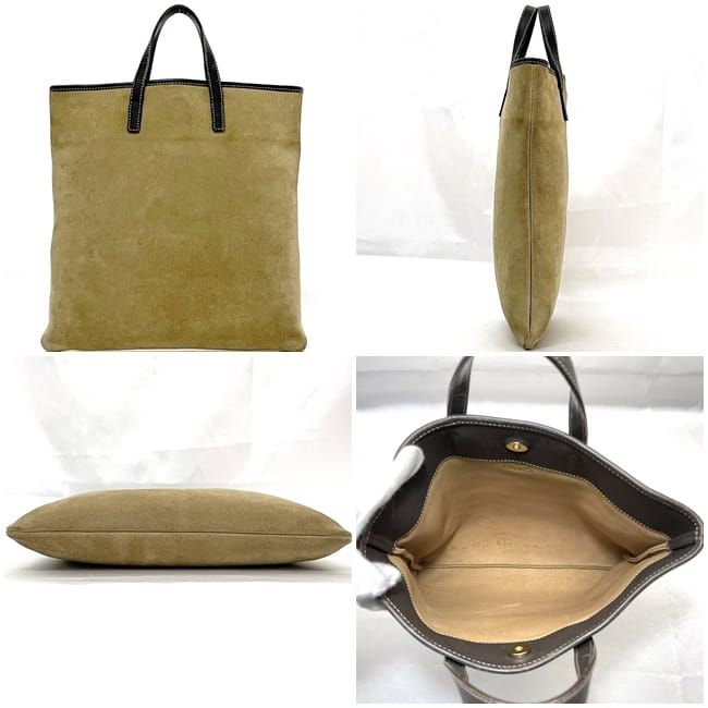 Loewe Tote Bag Beige Brown Anagram Suede Leather — view 2
