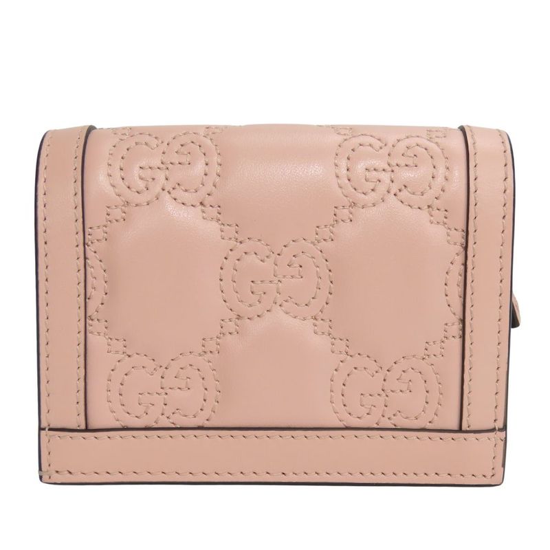 Gucci Bifold Wallet GG Matelasse Leather Pink Gold Hardware Small — view 2