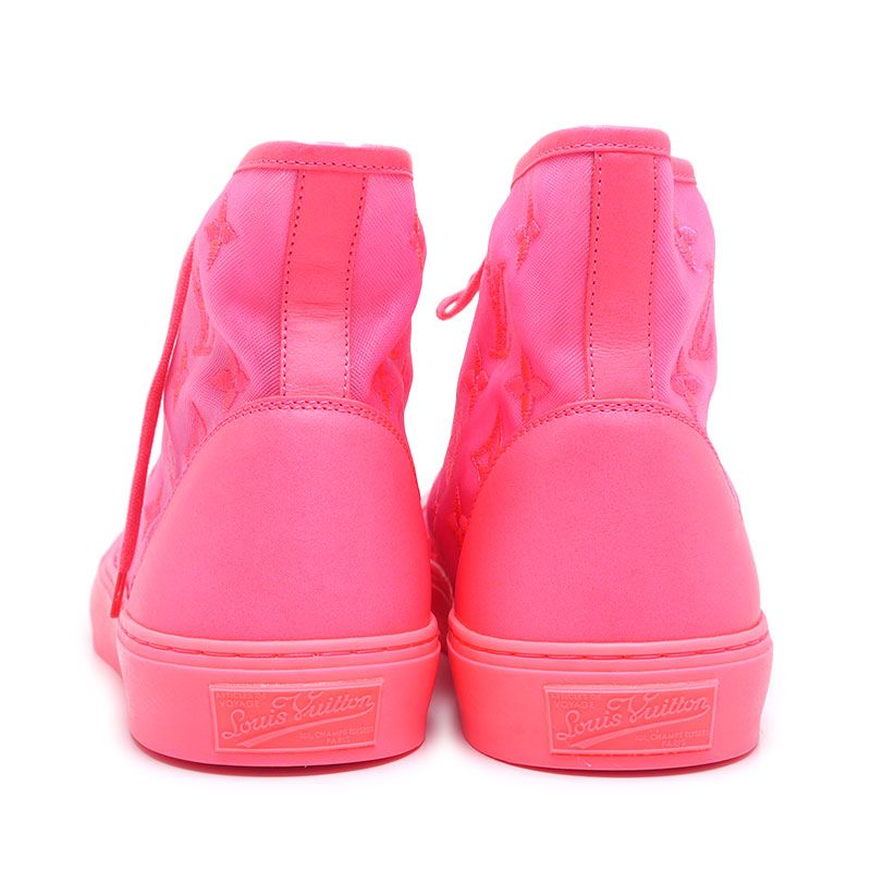 Louis Vuitton Tattoo Line High Cut Sneakers 8 Neon Pink Mesh — view 3
