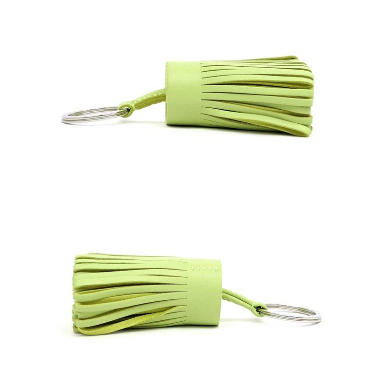 Hermes Key Ring Carmen Charm Pistachio Yellow Green Silver Hardware — view 3