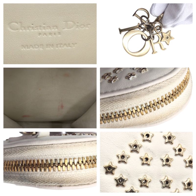 Dior Lady White Gold Hardware Shoulder Bag Phone Pouch — view 4