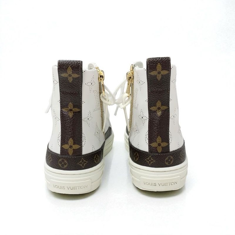 Louis Vuitton Stellar Line Monogram Sneakers Shoes Leather White Brown Logo — view 5