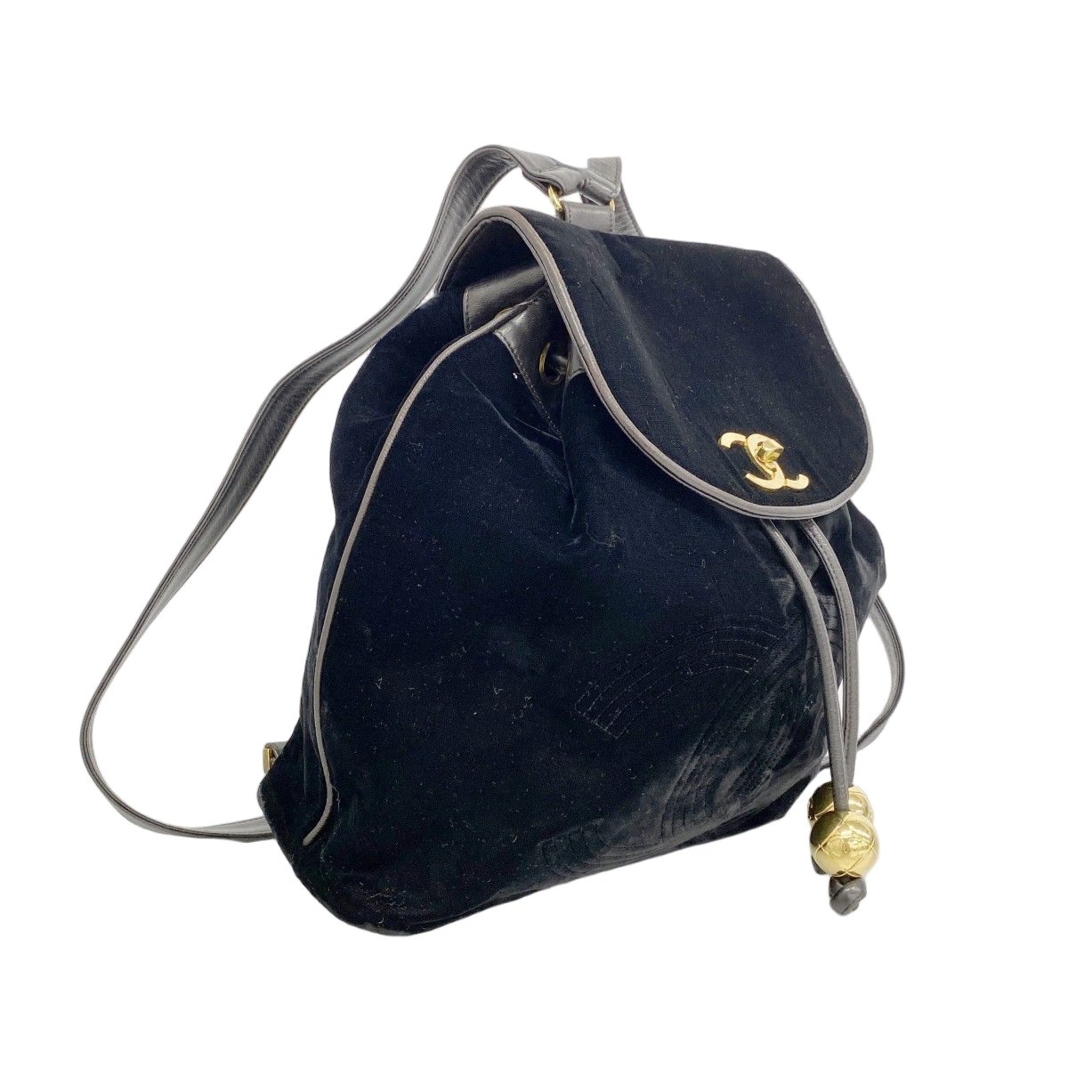 Chanel Backpack Velour Black Gold — view 2