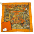 Hermes Scarf Carre 90 Jardins D'hiver Winter Garden 100% Silk Orange