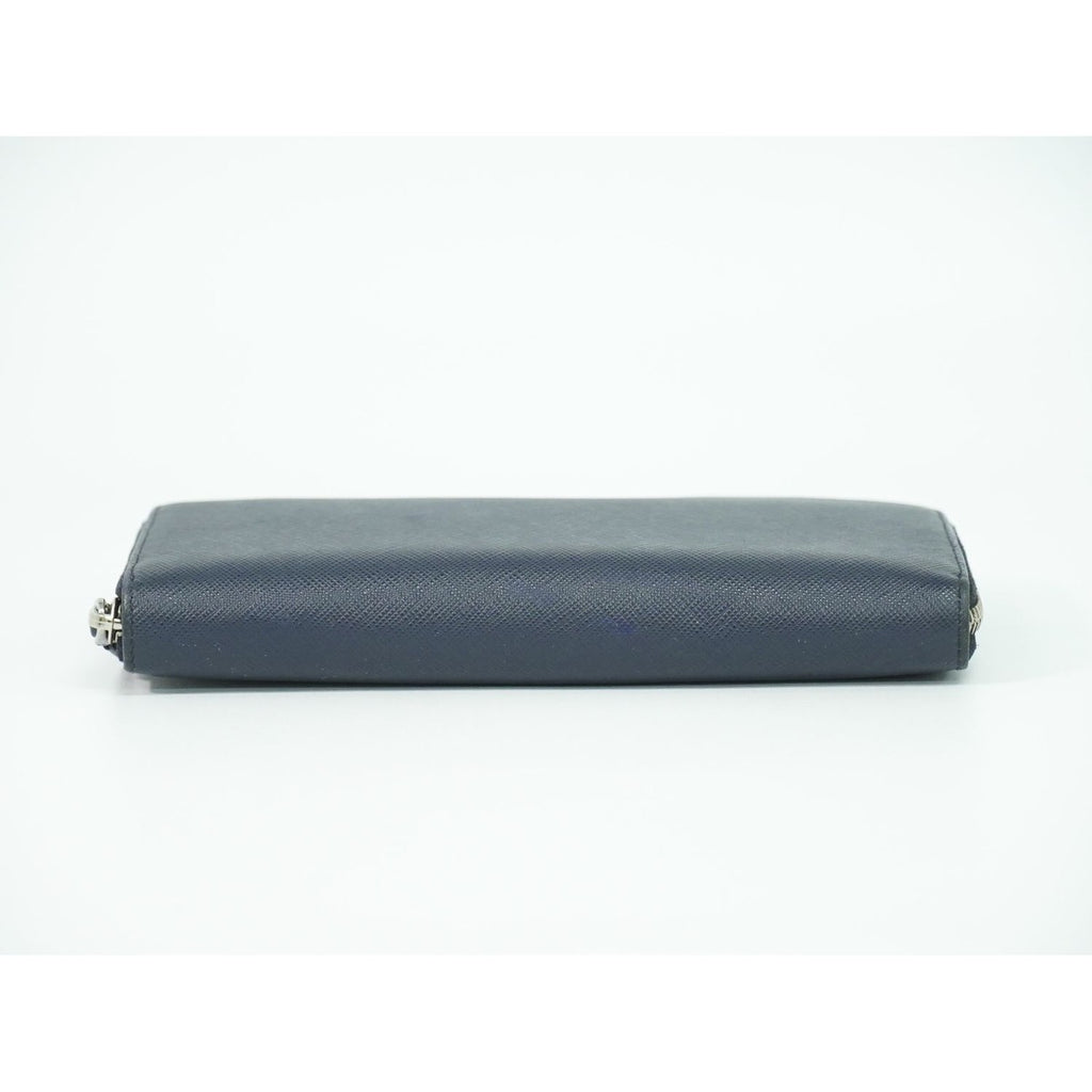 Prada Saffiano Leather Zip Around Long Wallet Navy — view 3