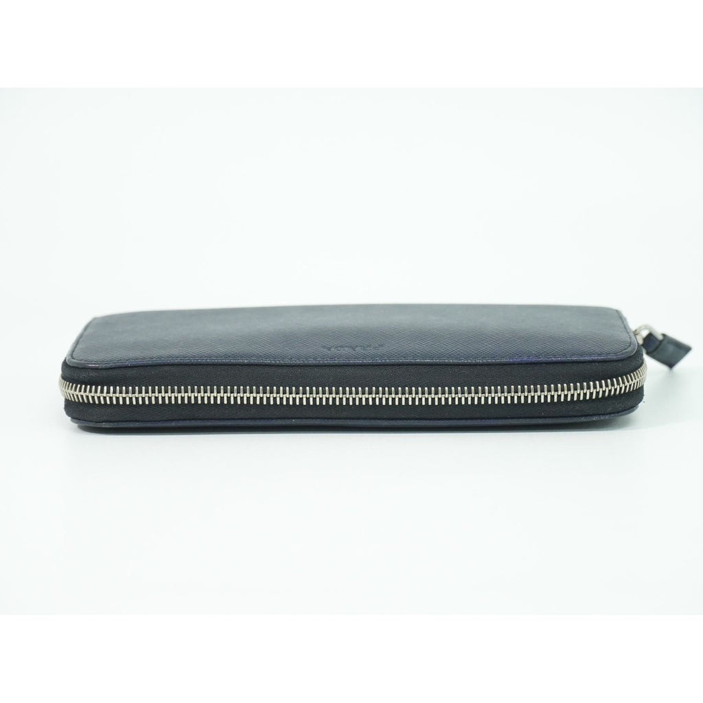 Prada Saffiano Leather Zip Around Long Wallet Navy — view 5