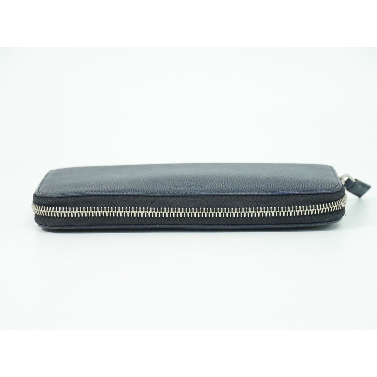 Prada Saffiano Leather Zip Around Long Wallet Navy — view 5