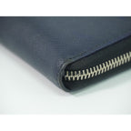 Prada Saffiano Leather Zip Around Long Wallet Navy — view 7