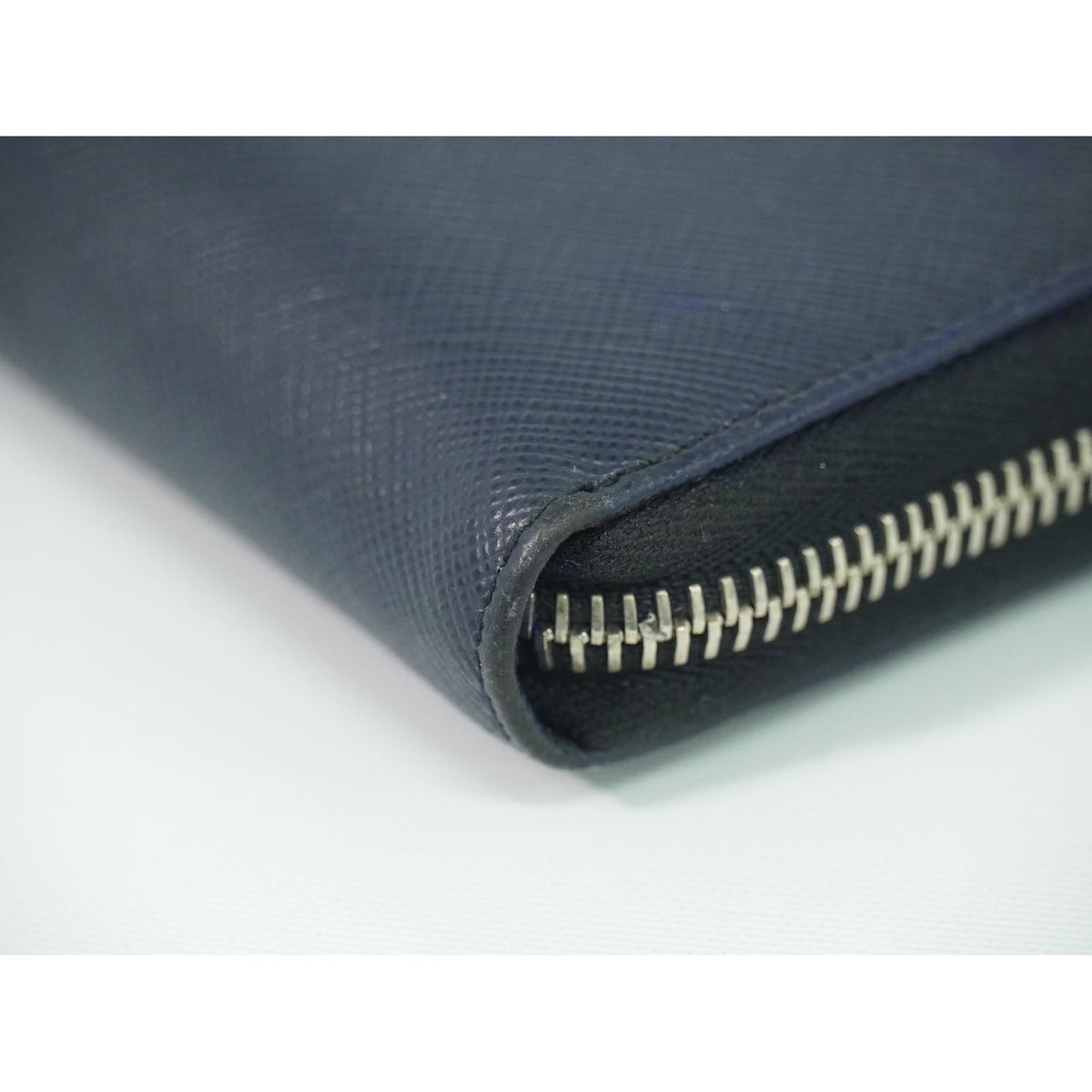 Prada Saffiano Leather Zip Around Long Wallet Navy — view 7