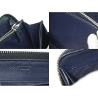 Prada Saffiano Leather Zip Around Long Wallet Navy — view 9