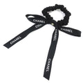 Chanel 24 B Coco Mark Logo Ribbon Chouche Hair Tie Accessory Black White