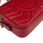 Gucci GG Marmont Shoulder Bag Leather Red — view 9