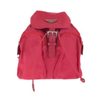 Prada Tessuto Triangle Logo Plate Red Silver Hardware Nylon Leather Rucksack Day