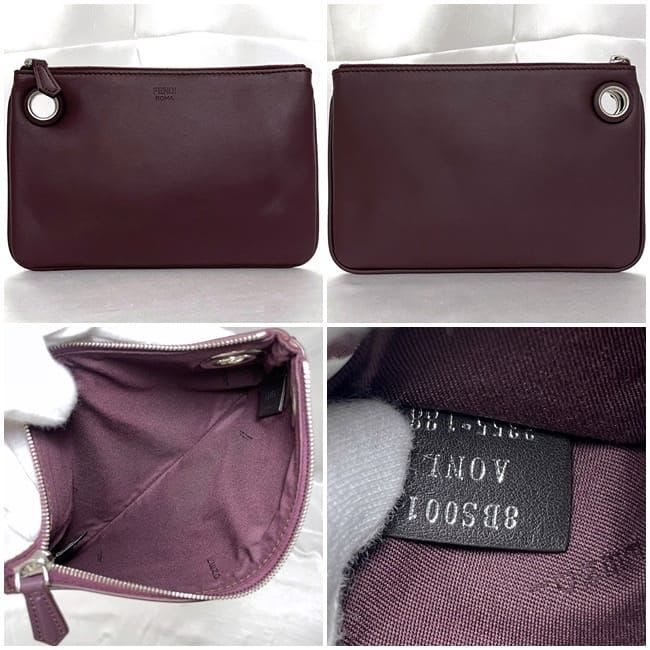 Fendi Clutch Bag Triplet Pouch Pink Bordeaux Yellow — view 5