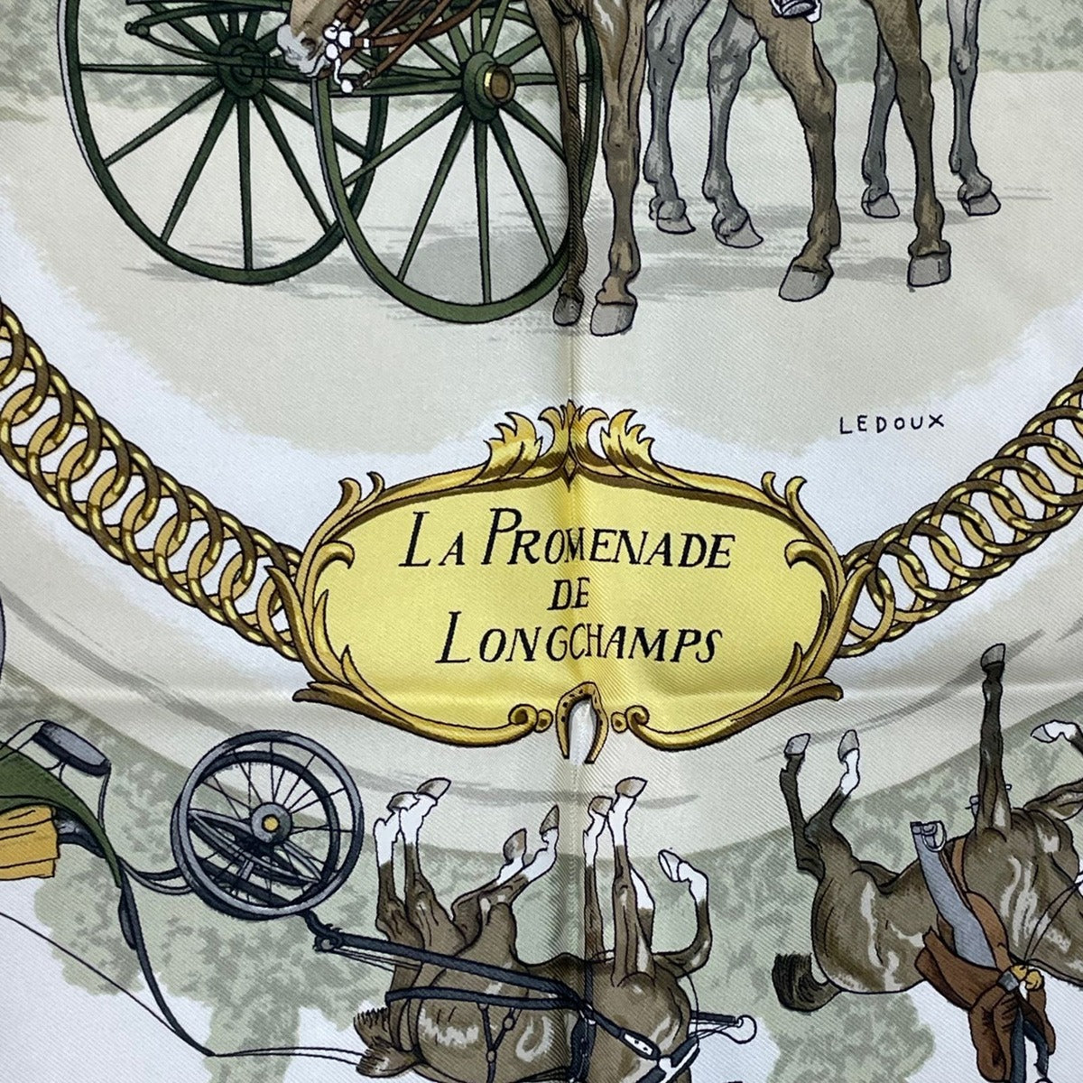 Hermes Scarf Silk Carre 90 la Promenade de Longchamps Walk to Long Chien Pink — view 6