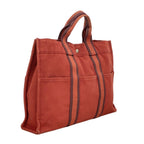 Hermes Tote Fourre Tout Canvas Red Silver — view 2