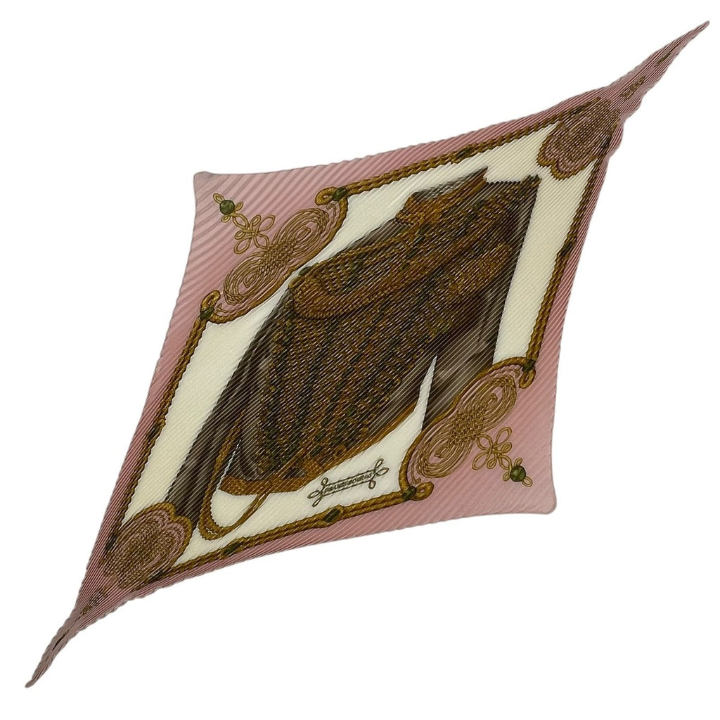 Hermes Scarf Pleated Silk Military Uniform Decoration Epaulettes Pink — view 2