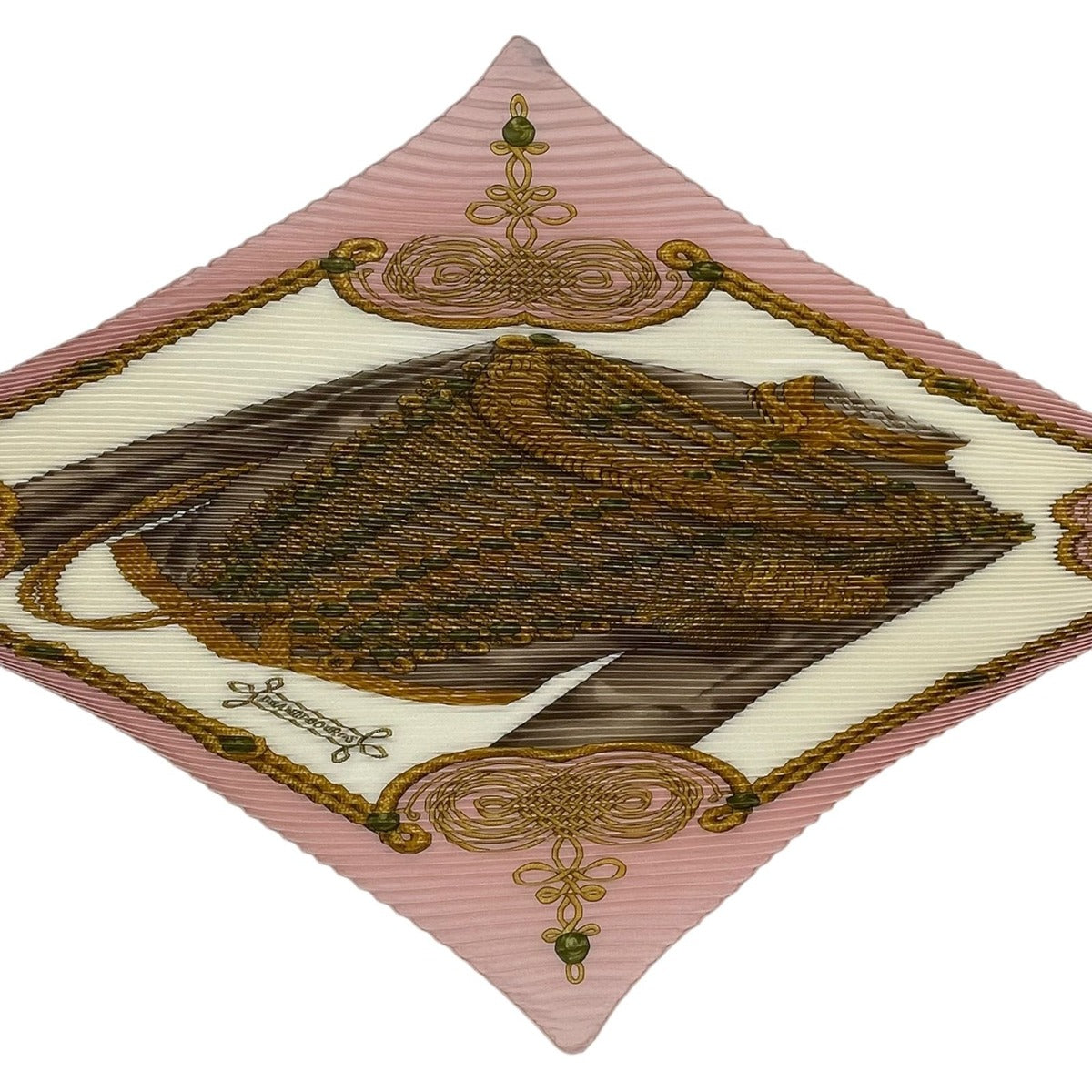 Hermes Scarf Pleated Silk Military Uniform Decoration Epaulettes Pink — view 4