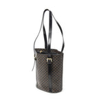 Celine Vintage Vertical Shopping Tote Brown Black Macadam Canvas — view 2